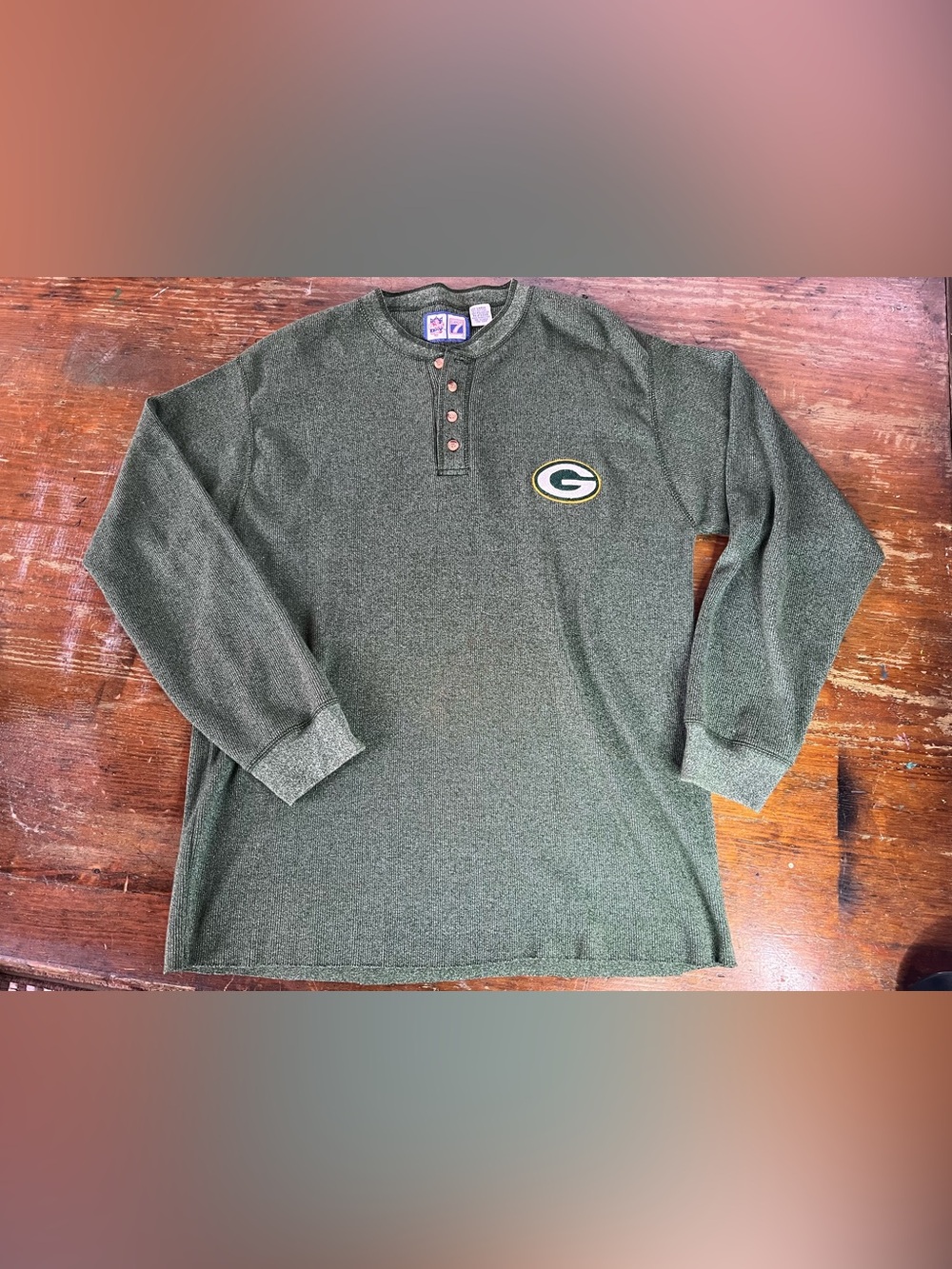 Vintage Logo 7/Gameday Greenbay Packers Long Sleeve Henley
